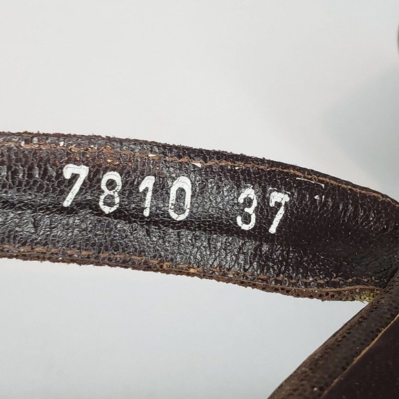 VERA PELLE Antique Japanese Wooden Shoes Asian Ankle Wrap Open Toe Sz 37 Brown - Picture 8 of 14